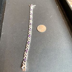 Genuine 7.5 ct amethyst and diamond accent bracelet